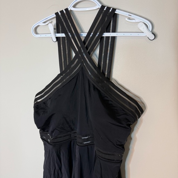 MEET CURVE New Black One Piece Swim Dress Mesh Straps Graceful Plus Size 3X - Picture 4 of 13